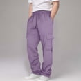 thumbnail image 1 of CPNG Men Wide Leg Cargo Pants Baggy Straight Leg Sweatpants Drawstring Cinch Bottom High Waisted Pants Trendy Casual Baggy Joggers Pants with Pockets, 1 of 6