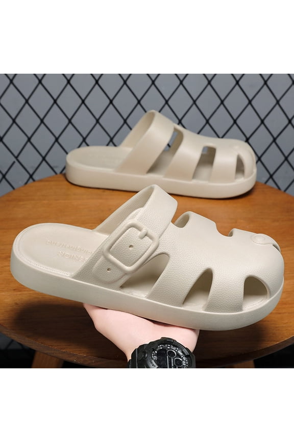 Men Women Buckle Wrapped Non-Slip Breathable Lightweight Household Close Toe Slide Sandals with Arch Support Comfort Beach Pool Shower Slippers Adjustable Indoor Outdoor