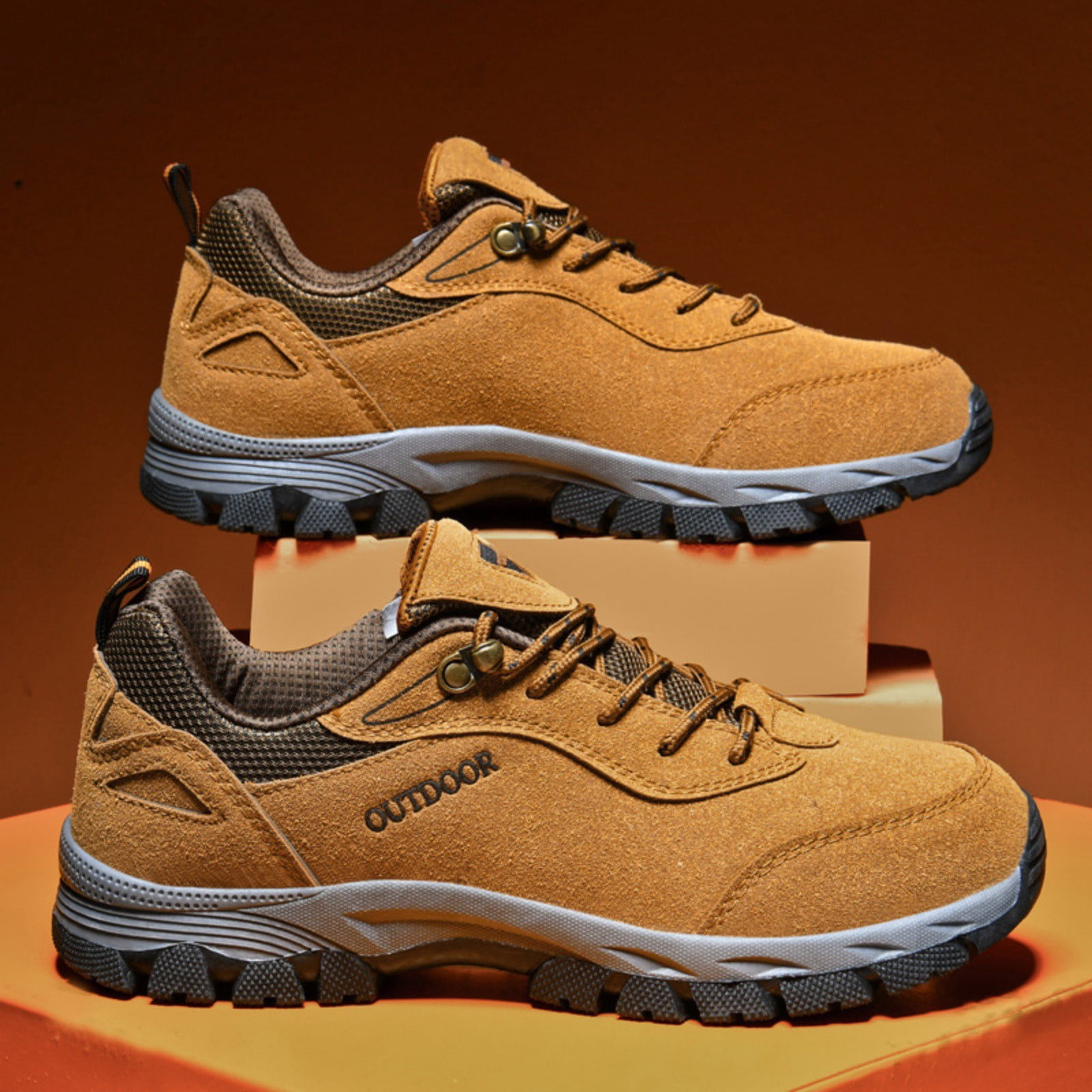 CPNG Men's Walking Sneakers Low-Top Hiking Shoes Extra Wide Lightweight Breathable Outdoor Cushion Sneakers Non-Slip Running Trekking Camping Walking Shoes