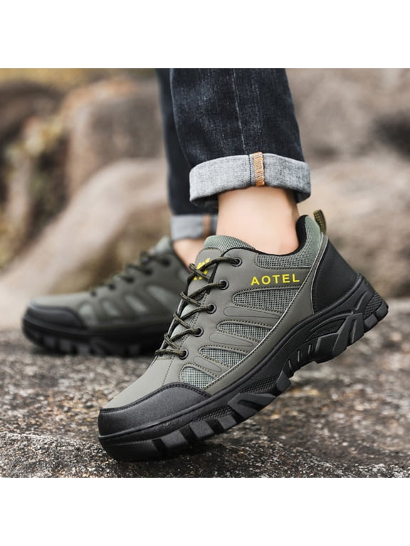Men's Waterproof Hiking Shoes Waterproof Mountain Trekking Shoes Lightweight Anti Slip Outdoor Ankle Boots Breathable Outdoor Walking Trekking Trails Shoes