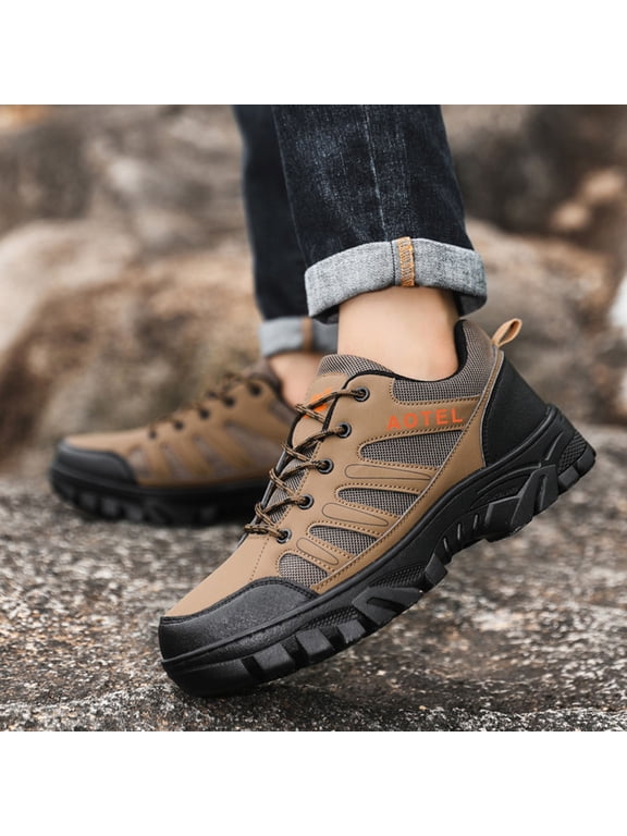 Men's Waterproof Hiking Shoes Waterproof Mountain Trekking Shoes Lightweight Anti Slip Outdoor Ankle Boots Breathable Outdoor Walking Trekking Trails Shoes