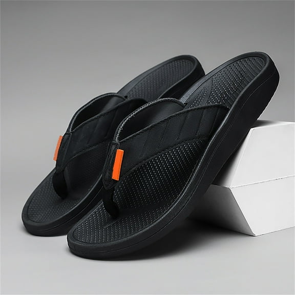 CPNG Mens Flip Flops Slides Memory Foam Slip On Beach Open Toe Sandals with Comfort Arch Support Waterproof Thong Slippers Summer Quick-Dry Footwear