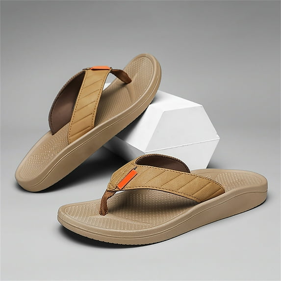 CPNG Mens Flip Flops Slides Memory Foam Slip On Beach Open Toe Sandals with Comfort Arch Support Waterproof Thong Slippers Summer Quick-Dry Footwear