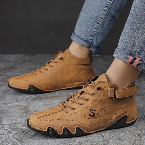 CPNG Mens Handmade Suede Suede High Shoes for Waterproof for Casual Waterproof Lightweight Shoes for Non-Slip Breathable High Chukka Shoes Barefoot Black