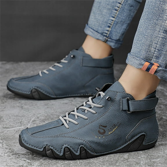 CPNG Mens Handmade Suede Suede High Shoes for Waterproof for Casual Waterproof Lightweight Shoes for Non-Slip Breathable High Chukka Shoes Barefoot Black