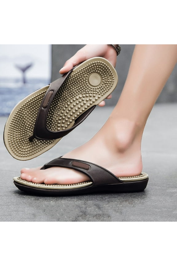 Mens Orthopedic Pillow Soft Flip-Flops Massage Slippers Flat Massage Shoes Relief Plantar Fasciitis Heel Arch Arthritis Pain Outdoor Anti Slip Soft Soles Sandals Summer Beach Shoes
