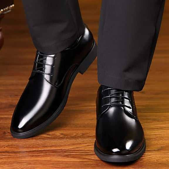 CPNG Mens Soft Sole Dress Shoes Oxford Style Formal Classic Invisible Height Increasing Elevator Shoes Lace Up Business Casual Uniform Modern Work Wedding Shoes