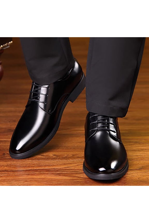 Mens Soft Sole Dress Shoes Oxford Style Formal Classic Invisible Height Increasing Elevator Shoes Lace Up Business Casual Uniform Modern Work Wedding Shoes