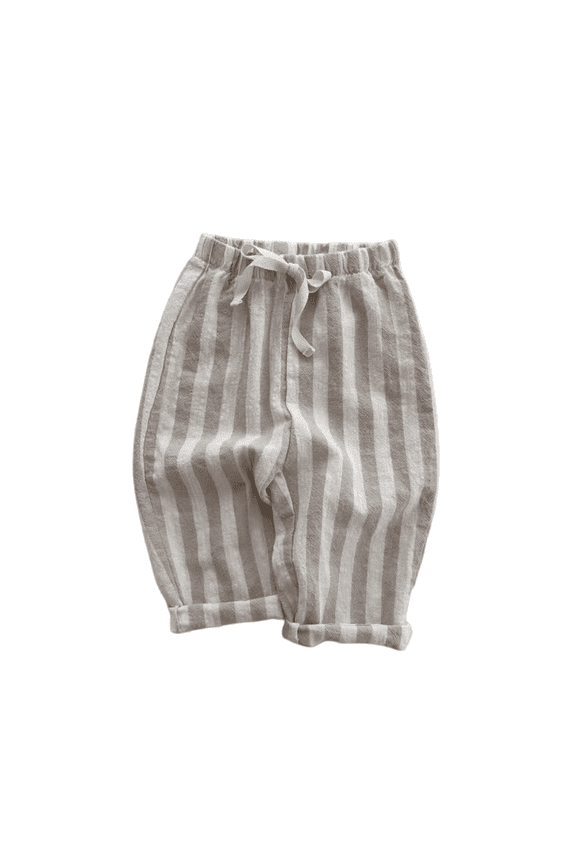 Newborn Infant Toddler Baby Girls Boys Striped Casual Sweatpants Cotton Elastic High Waist Baggy Joggers(Beige,12-18 Months)