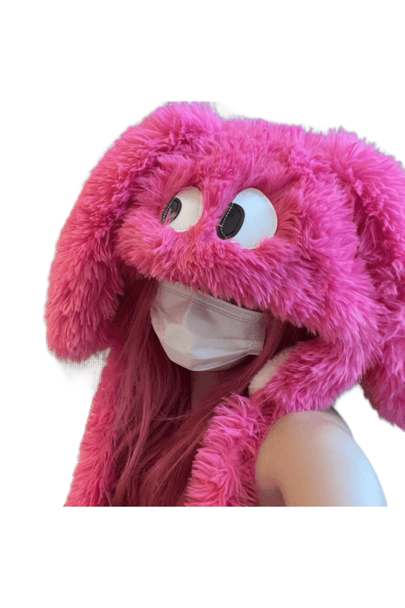 Oversized Puppy Ear Plush Hat with Eye Photo Props New Year Thick Winter Hat Adults Kids Furry Warm Thickened Beanie Caps Y2K Photo Props