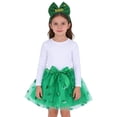 thumbnail image 1 of CPNG St. Patrick's Day Costume Set Green Tulle Skirt & Glitter Bow Headband Set - Party Costume, Dance Performance Outfit(Black,5-7 Years), 1 of 4