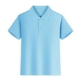 thumbnail image 1 of CPNG Teen Boys Girls Button up Henley Shirts Short Sleeve Lightweight Summer Dress T Shirt Lapel Polo Shirt(Blue,7-8 Years), 1 of 3