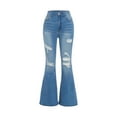 thumbnail image 1 of CPNG Teen Girls Bell Bottom Jeans Ripped Flare Jeans Fashionable High Elastic Flared Jeans Slim Fitting Denim Pants(Blue,10-11 Years), 1 of 8