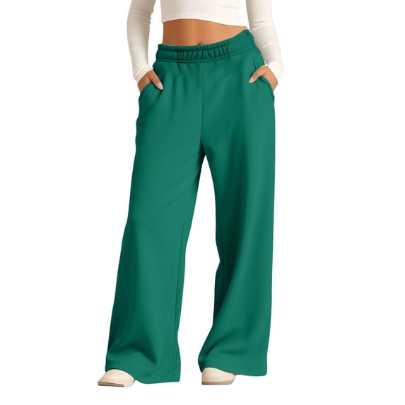 CPNG Teen Girls' Cargo Pants Straight High Waist Elastic Waist Solid Color Sweatpants Kids' Casual Pants(Blackish Green,5-6 Years)