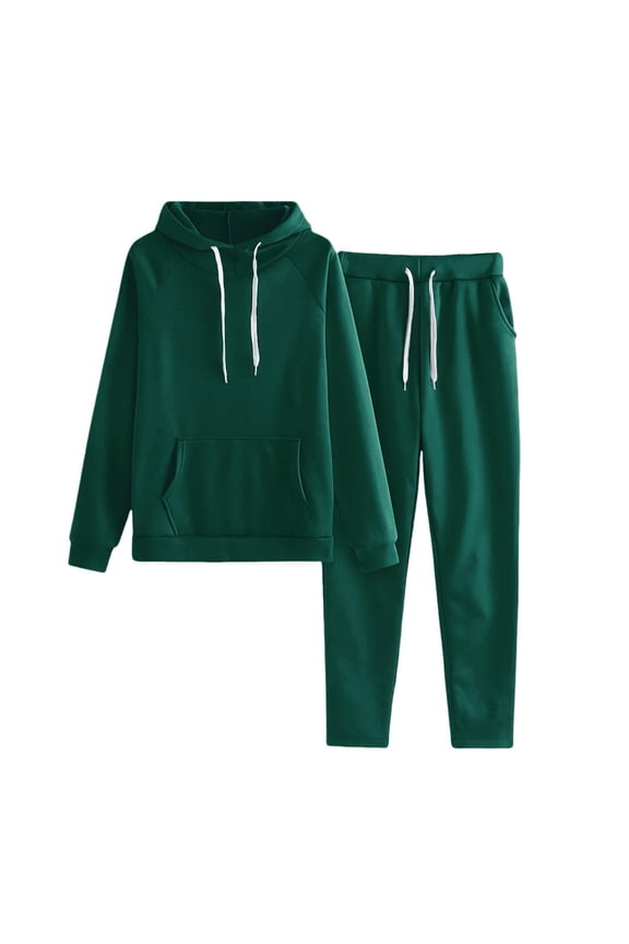 Teens Kids Unisex Boys Girls Casual Sweatsuit 2 Piece Set Solid Color Sweatsuits Hoodie and Jogger Sweatpants Set(Green,3-4 Years)