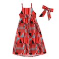 thumbnail image 1 of CPNG Toddler Baby Girl Skirt African Print Dress Summer Clothes Outfits Little Girl Casual Dresse and Headband 2 Pcs Set(RD2,18-24 Months), 1 of 9