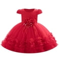 thumbnail image 1 of CPNG Toddler Baby Girls Birthday Party Dress Cap Sleeve Flower Girl Wedding Shiny Butterfly Pageant Formal Ball Dress(Red,4-5 Years), 1 of 7
