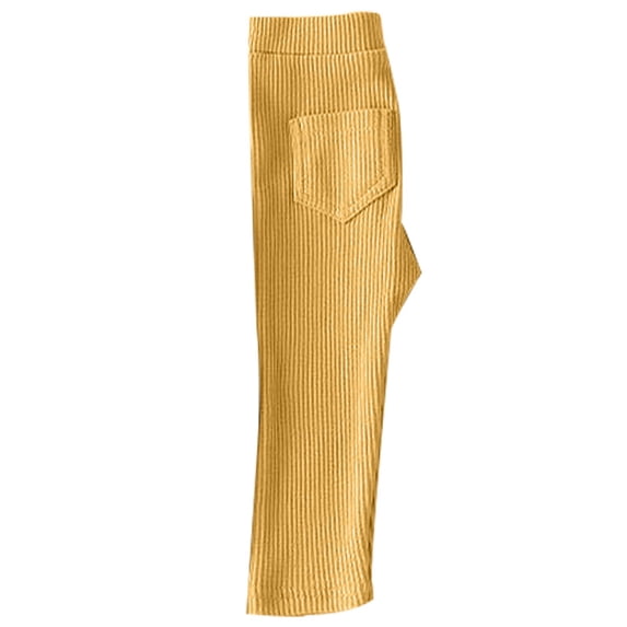 CPNG Toddler Baby Girls Boys Leggings Thin Cotton Solid Color Skinny Pants Soft Knit Ankle Length Leggings with Pockets(Yellow,6-7 Years)