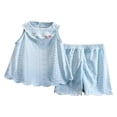 thumbnail image 1 of CPNG Toddler Baby Girls Clothes Summer Breathable Eyelet Sleeveless Ruffle Tops Shorts Set Fashionable Casual Suit(Blue,6-12 Months), 1 of 9