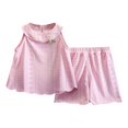 thumbnail image 1 of CPNG Toddler Baby Girls Clothes Summer Breathable Eyelet Sleeveless Ruffle Tops Shorts Set Fashionable Casual Suit(Pink,3-4 Years), 1 of 9