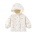 thumbnail image 1 of CPNG Toddler Baby Girls Hooded Jacket Full Zip Waterproof Windproof Windbreaker Coat with Cute Print Kids Lightweight Outdoor Jacket, 1 of 5
