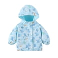 thumbnail image 1 of CPNG Toddler Baby Girls Hooded Jacket Full Zip Waterproof Windproof Windbreaker Coat with Cute Print Kids Lightweight Outdoor Jacket, 1 of 4