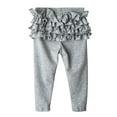 thumbnail image 1 of CPNG Toddler Baby Girls Ruffle Leggings Little Girls Solid Color Skinny Pants Soft Knit Ankle Length Leggings(Grey,2-3 Years), 1 of 5