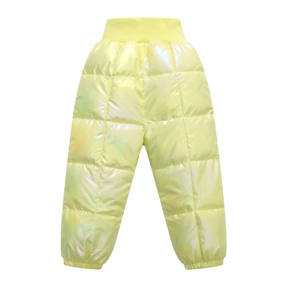 CPNG Toddler Baby Girls and Boys Puffer Down Pants Elastic High Waist Windproof Down Pants Lightweight Warm Snow Pants
