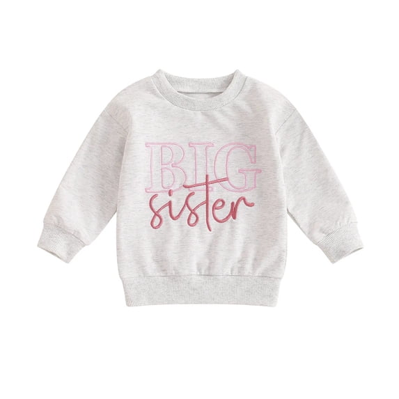 CPNG Toddler Baby Girls and Boys Sweatshirts Crewneck Long Sleeve Pullover Sweatshirt with Brother Sister Letter Print Casual Oversized Pullovers Top