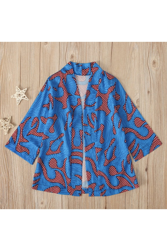 Toddler Baby Light Coat Girls Kids Fashion African Print Kimono Jacket Long Sleeve Cardigan Clothes Windproof Coat Kid Fall Warm Outwear