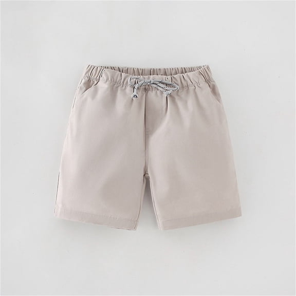 CPNG Toddler Boys Linen Shorts Casual Shorts Solid Color Cotton Pull-On Elastic Waist Shorts with Drawstring Pocket Fashion Summer Beach Pool Shorts