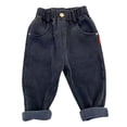 thumbnail image 1 of CPNG Toddler Boys Skinny Jeans Elastic Waist Fleece Lined Jean Pants Casual Elastic Denim Sweatpants(Black,12-18 Months), 1 of 7