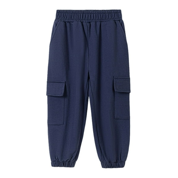 CPNG Toddler Boys Solid Color Cargo Jogger Pants with Elastic Hem Sweatpants Kids with Multi Pocket Twill Teenage Relaxed School Casual Trousers