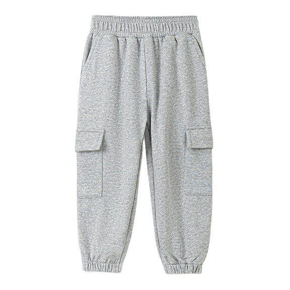 CPNG Toddler Boys Solid Color Cargo Jogger Pants with Elastic Hem Sweatpants Kids with Multi Pocket Twill Teenage Relaxed School Casual Trousers