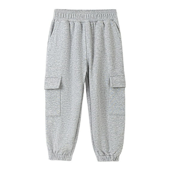 CPNG Toddler Boys Solid Color Cargo Jogger Pants with Elastic Hem Sweatpants Kids with Multi Pocket Twill Teenage Relaxed School Casual Trousers