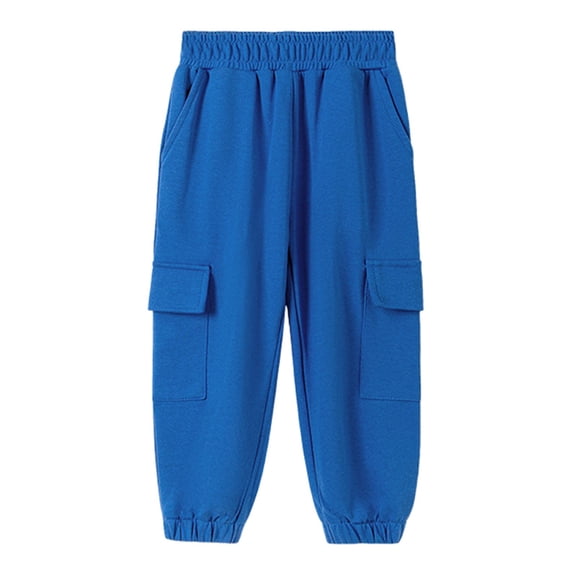 CPNG Toddler Boys Solid Color Cargo Jogger Pants with Elastic Hem Sweatpants Kids with Multi Pocket Twill Teenage Relaxed School Casual Trousers