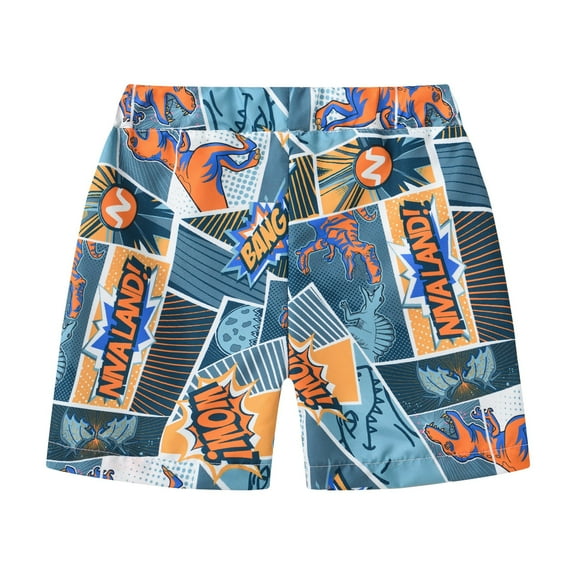 CPNG Toddler Boys Swim Trunks Quick Dry Swim Board Shorts Camouflage T-Rex Dinosaur Bone Paw Graphic Beach Lightweight Swimsuit Bottom Swim Shorts Bathing Suit
