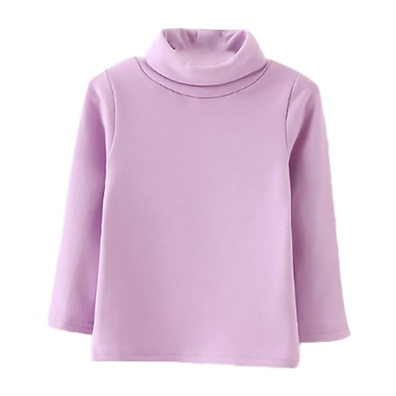 CPNG Toddler Girl Pullover Sweater Turtleneck Pullover Long Sleeve Top Solid Color Soft Stretchy Basic Layering Comfort Tee Top(Purple,2-3 Years)