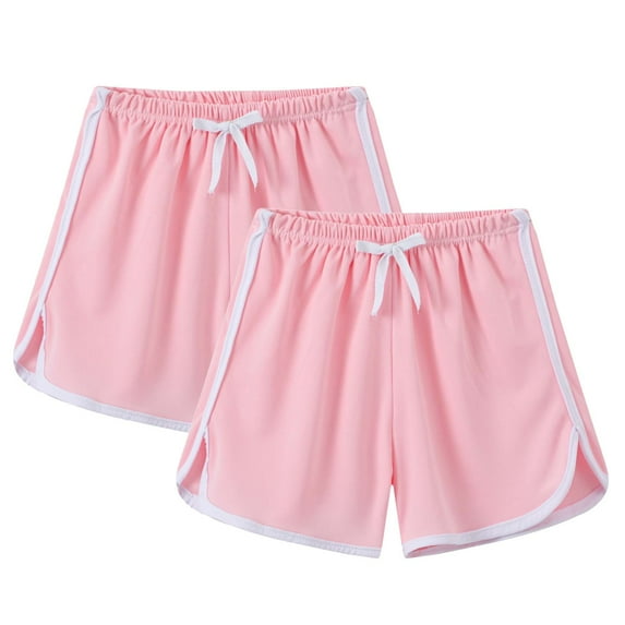 CPNG Toddler Girls Boys Two Packs Athletic Volleyball Sports Soccer Basketball Shorts Solid Color Lightweight Sweat Shorts Summer Thin Baggy Breathable Drawstin Elastic