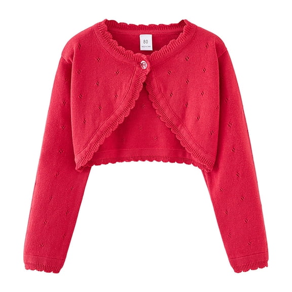 CPNG Toddler Girls Cardigan Shrug Sweater Bolero Shrug Baby Kids Hollow Out Long Sleeve Cropped Dress Up Button Cover Up Cropped Tops Closure Jacket Tops