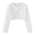 thumbnail image 1 of CPNG Toddler Girls Cardigan Shrug Sweater Bolero Shrug Baby Kids Hollow Out Long Sleeve Cropped Dress Up Button Cover Up Cropped Tops Closure Jacket Tops, 1 of 7