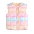 thumbnail image 1 of CPNG Toddler Girls Ruffle Puffer Vest Snap Button Jacket Button Lightweight Waistcoat Sleeveless Padded Gilet Winter Cute Gradient Color Jackets Outwear, 1 of 7