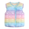 thumbnail image 1 of CPNG Toddler Girls Ruffle Puffer Vest Snap Button Jacket Button Lightweight Waistcoat Sleeveless Padded Gilet Winter Cute Gradient Color Jackets Outwear, 1 of 7