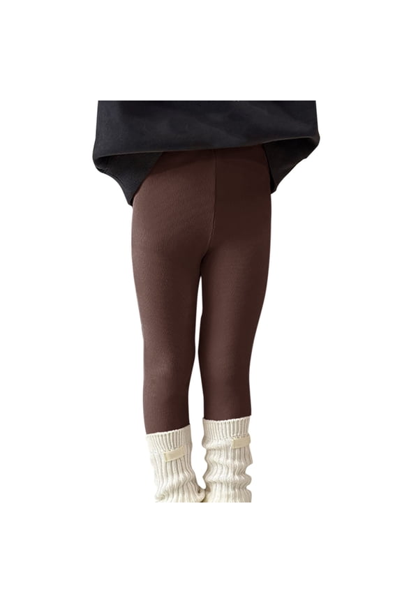 Toddler Girls Soft Stretchy Knitted Leggings Comfort Fit Tight Pants Fashion Baby Girls Footless Leggings(Coffee,3-4 Years)