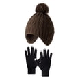 thumbnail image 1 of CPNG Toddler Glove Warm Knit Cap Set Kids Baby Winter Hats Thick Ski Cap with Earflap Fleece Lined Hat Warm Knitted Pom Pom Beanie Mittens Gloves for Girls Boys, 1 of 4