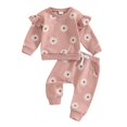 thumbnail image 1 of CPNG Toddler Infant Baby Girls and Boys Sportswear Outfits Flower Print Ruffled Long Sleeve Pullover Sweatshirt and Matching Pants 2 Piece Set, 1 of 6