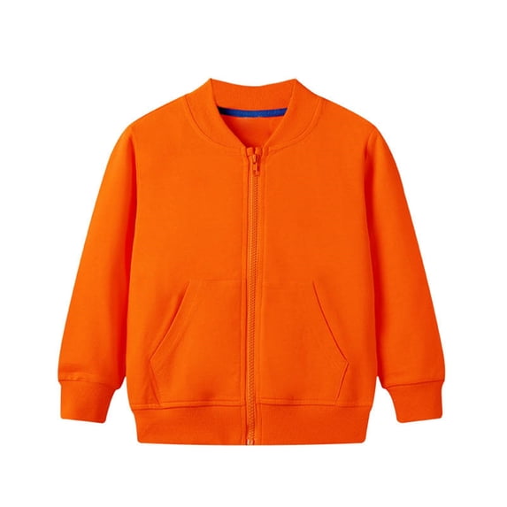 CPNG Toddler Kids Baby Outwear Long Sleeve Round Neck Solid Color Zipper Windproof Long Sleeve Coats for Girls Or Boys(Orange,6-7 Years)