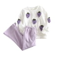 thumbnail image 1 of CPNG Toddler Kids Boys Girls Sportswear Set Cute Embroidery Cotton Linen Crewneck Pullover Tops Sweatpants Set Long Sleeve Sweatshirt T Shirt(Purple,2-3 Years), 1 of 8