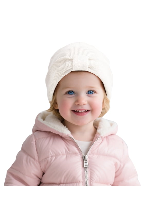 Toddler Kids Cotton Skull Cap Stocking Cap Cozy Slouchy Beanie Knitted Cute Bow Skull Cap Trendy Warm Soft Winter Outdoor Biking Cycling Thermal Hat