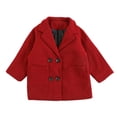 thumbnail image 1 of CPNG Toddler Little Boys Girls Double Breasted Trench Coat Dress Coats Warm Lapel Long Trench Coats Outerwear with Pockets(Red,12-18 Months), 1 of 4